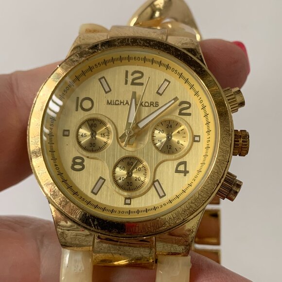 Michael Kors Accessories - MICHAEL KORS BRAIDED WATCH 10194 GOLD FACE RUNWAY TWIST CHRONOGRAPH GOLD-TONE